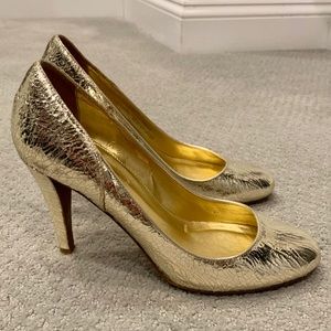 Jcrew Gold Crackle High Heels. Size 6.5